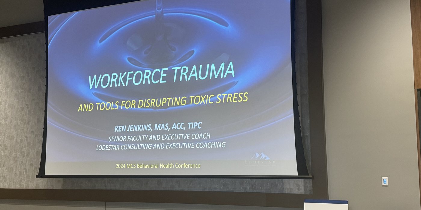 Faculty presenting on workforce trauma and disrupting toxic stress at a 2024 behavioural health conference
